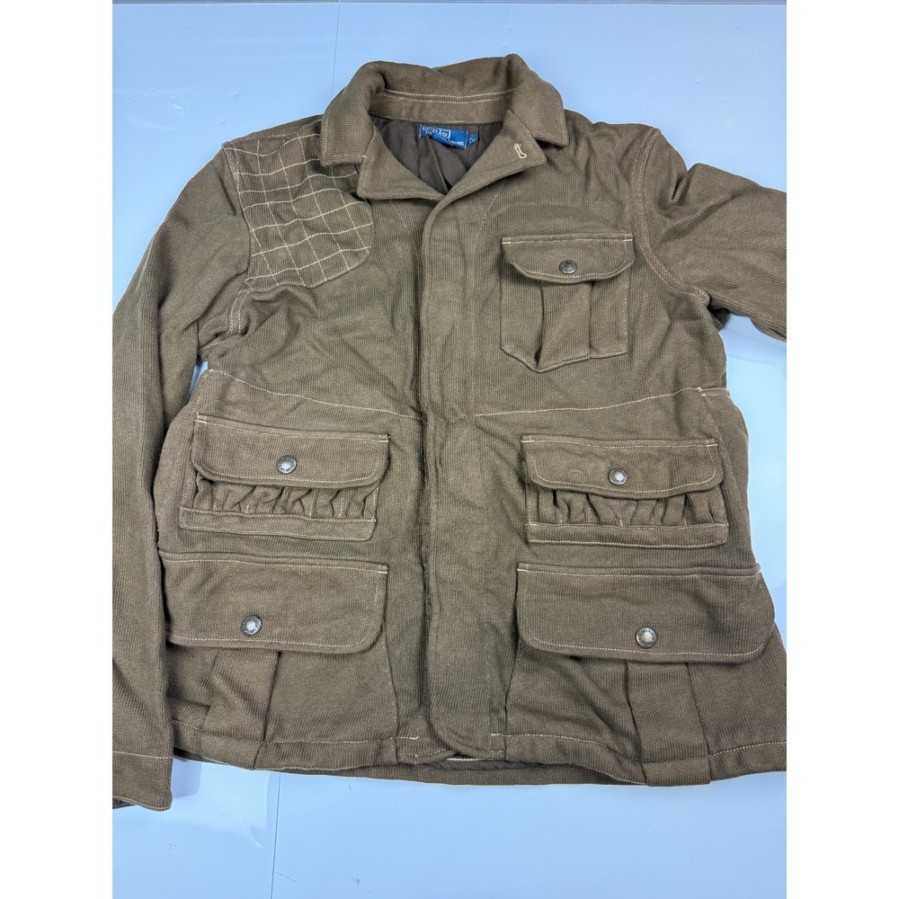 Polo Ralph Lauren Cotton Knit Military Field Jacket Multi Pocket Brown L